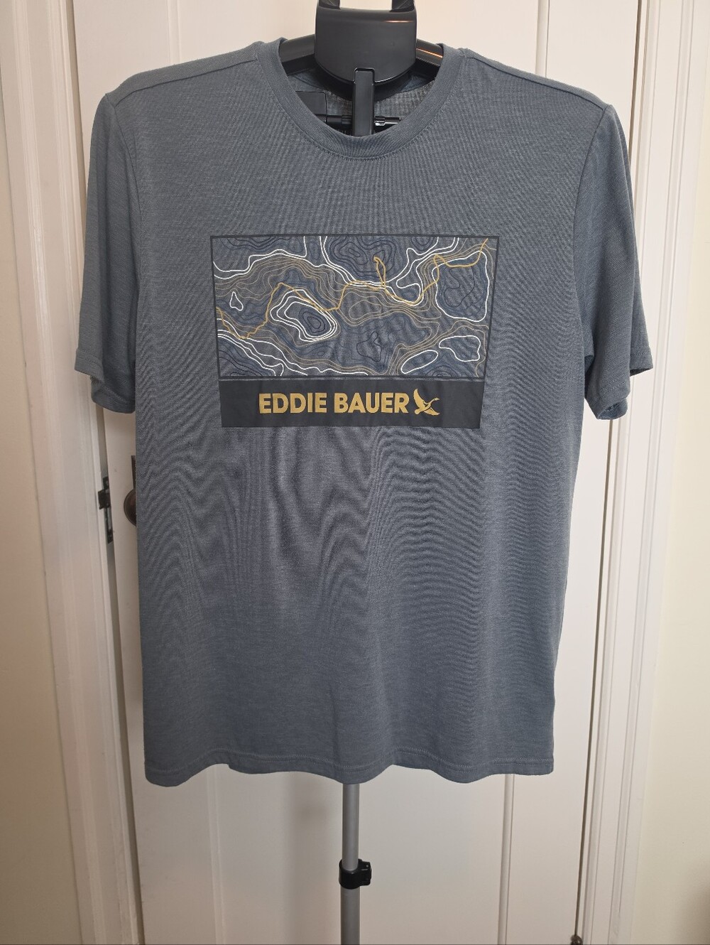 Eddie Bauer Mens Graphic T-Shirt Topographic Map Short Sleeve Crew Neck Medium
